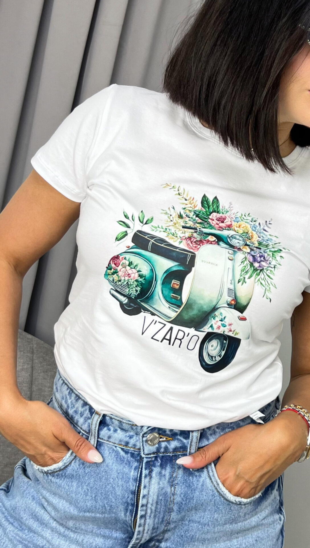 Дамска бяла тениска Vespa с къс ръкав